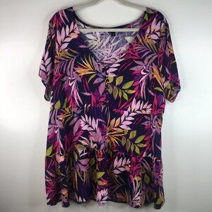 Torrid Floral Preplum V Neck Blouse Top Size 1